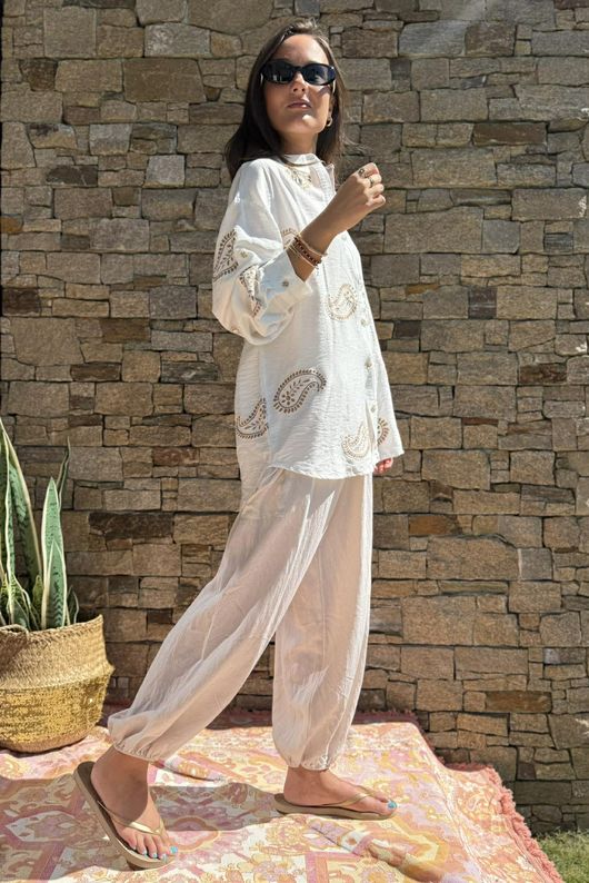 Yara Paisley Shirt White